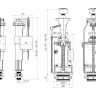 WC9510С Арматура с нижней подводкой 1/2" с пластиковым штуцером, кнопка двойная хромированная