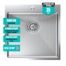 Мойка настольного монтажа MIXLINE PRO 50х50х20см, 3.0, выпуск 3 1/2, с сифоном (сатин НАНО декор)