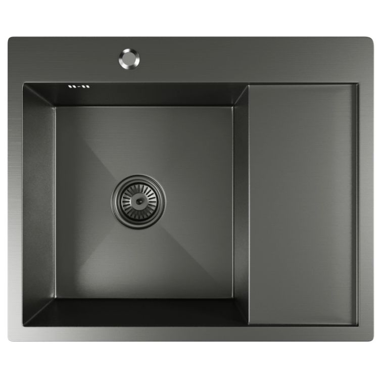 Мойка настольного монтажа MIXLINE PRO 60x50х20см, 3.0, левый выпуск 3 1/2, с сифоном (черный графит)