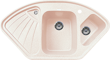 Gran-Stone мойка GS-14К угловая двухсекционная (белый 331)  1040х570
