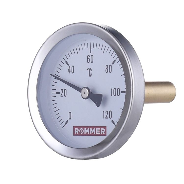 RIM-0001-635015 Термометр 63/120°С с погружной гильзой 50мм, подключение заднее 1/2" ROMMER