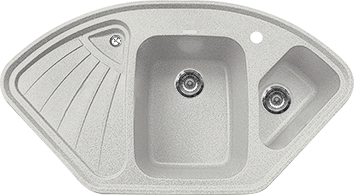 Gran-Stone мойка GS-14К угловая двухсекционная (серый 310)  1040х570