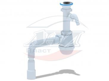 (A-1015) Сифон АНИ Грот 1 1/2"*40 с отводом для стиральной машины, с гибкой трубой 40*40/50