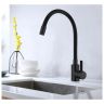 Смеситель для кухни, "GOTA ROCIO Black&White", излив силиконовый, черный,  латунь