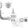 E-155 Сифон АНИ для ванны с выпуском 1 1/2", с переливом, с гибкой трубой 40/50