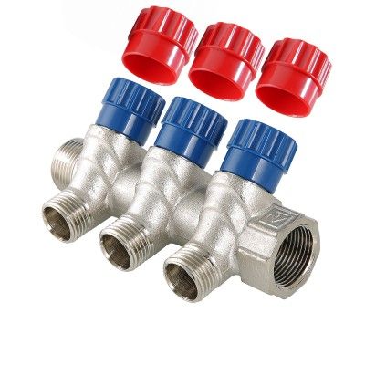 Коллектор регулировочный никелированный ValTec Ду20х15Н - 3 выхода (560n)