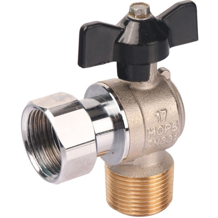 Кран шаровый с накидной гайкой угловой STOUT Ду15