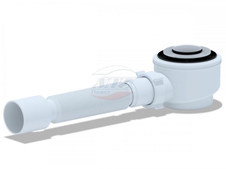 (E-415CL) Сифон АНИ для душевого поддона 1 1/2"*50 с гибкой трубой 375*40/50 хром, клик-клак
