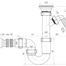 (D-1010) Сифон АНИ 1 1/2"*40 прямоточный с отводом для стиральной машины, с гибкой трубой 40*50