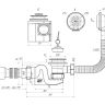 (E-655) Сифон АНИ Бриг для ванны с выпуском 1 1/2"*40, с переливом, с гибкой трубой 375*40/50