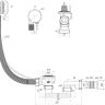 (EM-701) Сифон АНИ для ванны плоский с переливом полуавтомат, с гибкой трубой 375*40*50 520мм (ручка пластик хромированный)