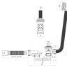 EC-055 Сифон АНИПласт для ванны плоский с выпуском 1 1/2"*40 с переливом, клик-клак, с гибкой трубой 375*40/50
