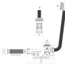 (EC-055) Сифон АНИ для ванны плоский с выпуском 1 1/2"*40 с переливом, клик-клак, с гибкой трубой 375*40/50