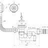(E-255) Сифон АНИ для ванны регулируемый с выпуском 1 1/2"*40, с переливом, с гибкой трубой 40/50