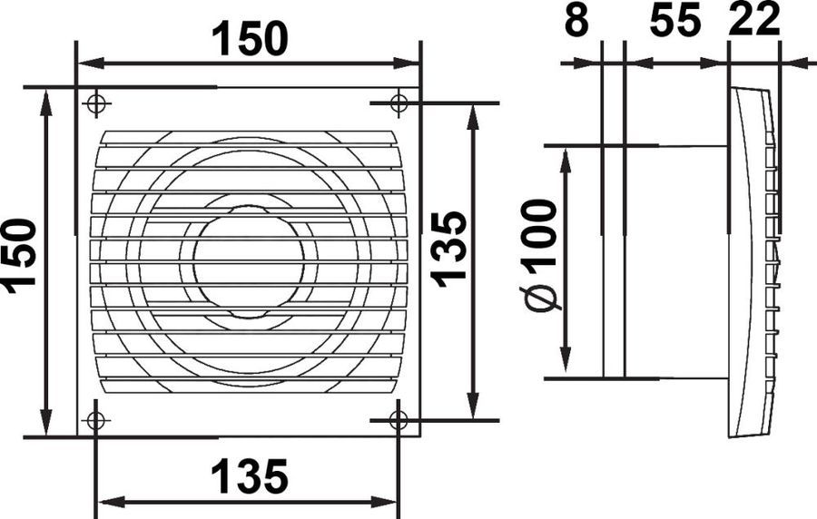 OPTIMA 4C Вентилятор осевой вытяжной с обратным клапаном d100