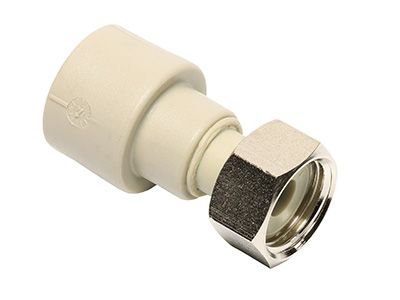 Муфта ПП с накидной гайкой и пластиковой вставкой (Ekoplastik) 20х3/4В серая