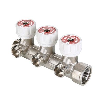 Коллектор с регулировочными вентилями 3/4"х4 вых. 1/2" нар. (VTc.570)