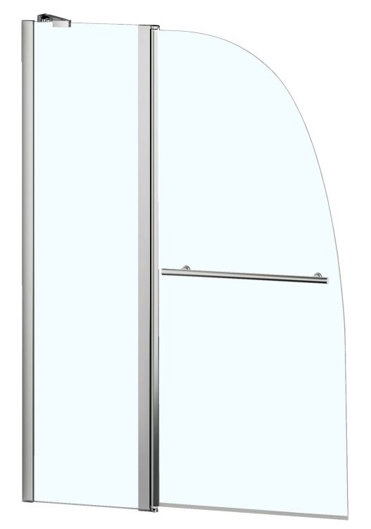 Душевая шторка BOSTON на ванну хром/прозр. стекло с поруч. (70+30)*140 (Azario)
