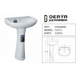 55212 EX Раковина керамическая с ножкой Derya