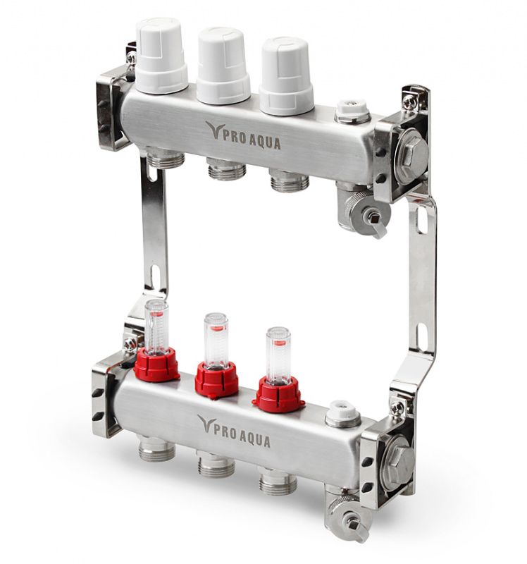 Коллекторная группа ProAqua со встроенными расходомерами Ду25х20Н - 6 ...