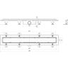 TLQ 1165G Трап пластиковый линейный сухой 650х62, диаметр выпуска 40 мм, решетка нержавеющая сталь, глянец