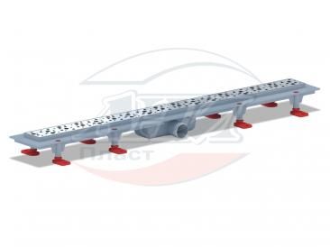 TLQ 1385G Трап пластиковый линейный сухой 850х62, диаметр выпуска 40 мм, решетка нержавеющая сталь, глянец