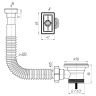 N-110 Перелив АНИ для мойки 1 1/2" с прямоугольным горизонтальным корпусом