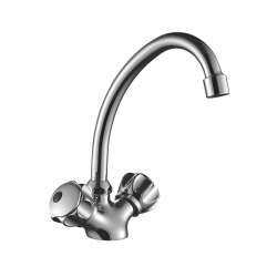 DR50028R Смеситель DECOROOM двуручный для кухни с поворотный изливом , хром