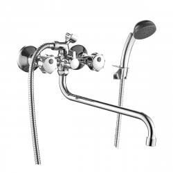 DR50045R Смеситель DECOROOM двуручный универсальный с поворотный изливом 300мм, хром
