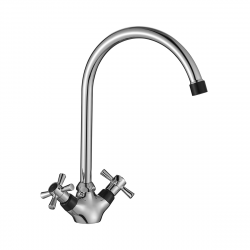 DR51028-Black Смеситель DECOROOM двуручный для кухни с поворотным изливом черный - хром