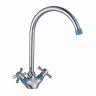 DR51028-Blue Смеситель DECOROOM двуручный для кухни с поворотным изливом, синий - хром