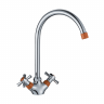 DR51028-Orange Смеситель DECOROOM двуручный для кухни с поворотным изливом, оранжевый - хром