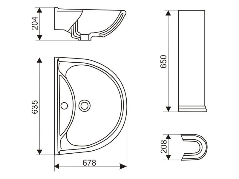 Умывальник ПРЕСТИЖ 63,5 с отверстием для смесителя и переливом ...