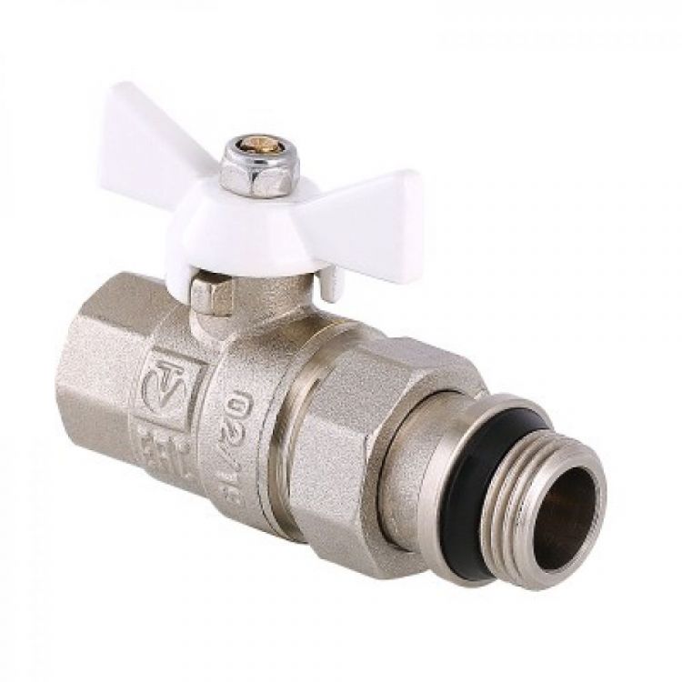 Кран шаровый с американкой ValTec base Ду15 (227NRW) с дополнительным уплотнением, белая ручка 