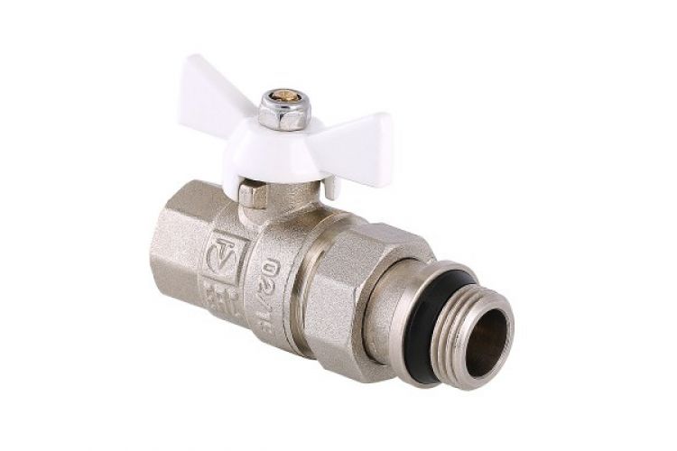 Кран шаровый с американкой ValTec base Ду20 (227NRW) с дополнительным уплотнением, белая ручка 