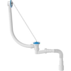 Сифон NOVA для ванны низкий 120мм., с пластмассовой цепочкой