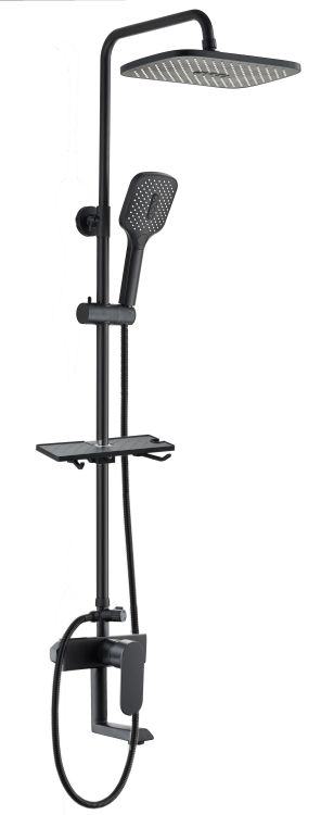  Душевая система VODA   со смесителем и тропическим душем, черный матовый