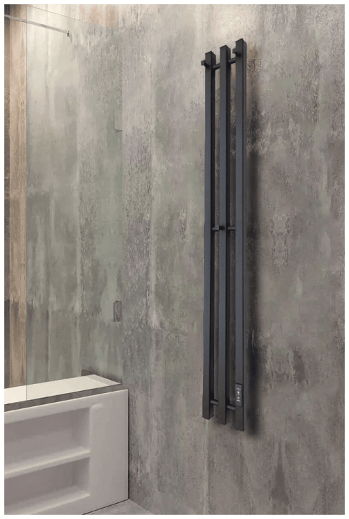 Полотенцесушитель  электрический Inaro P120*6*12 с таймером, профильный (чёрный матовый)