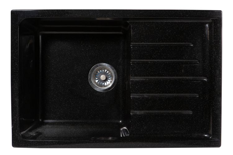 Мойка каменная S-19 прямоугольная черный глянец 750*505*185мм SimGran