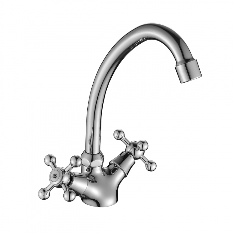 DR54028 Смеситель DECOROOM двуручный для кухни с повортным изливом, хром