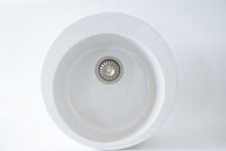 Мойка каменная S-1 круглая белый глянец 496*180мм SimGran