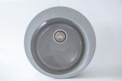 Мойка каменная S-1 круглая серый глянец 496*180мм SimGran