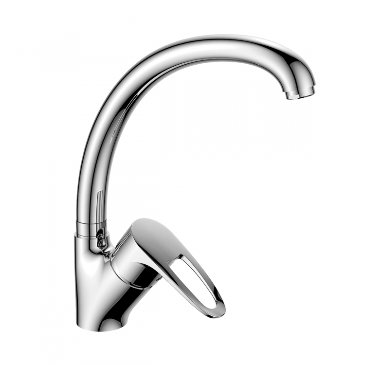 DR70021 Смеситель DECOROOM одноручный для кухни с высоким поворотным изливом, хром