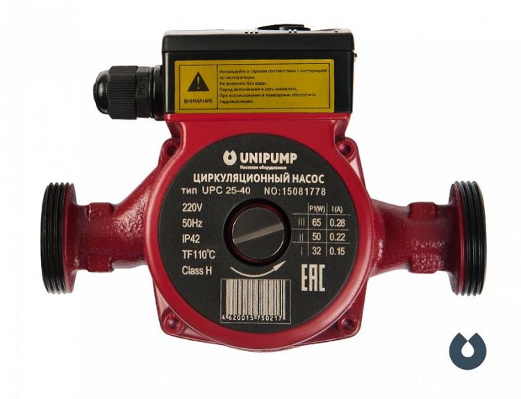 Насос циркуляционный UNIPUMP UPC 25-40 130 с присоединителями