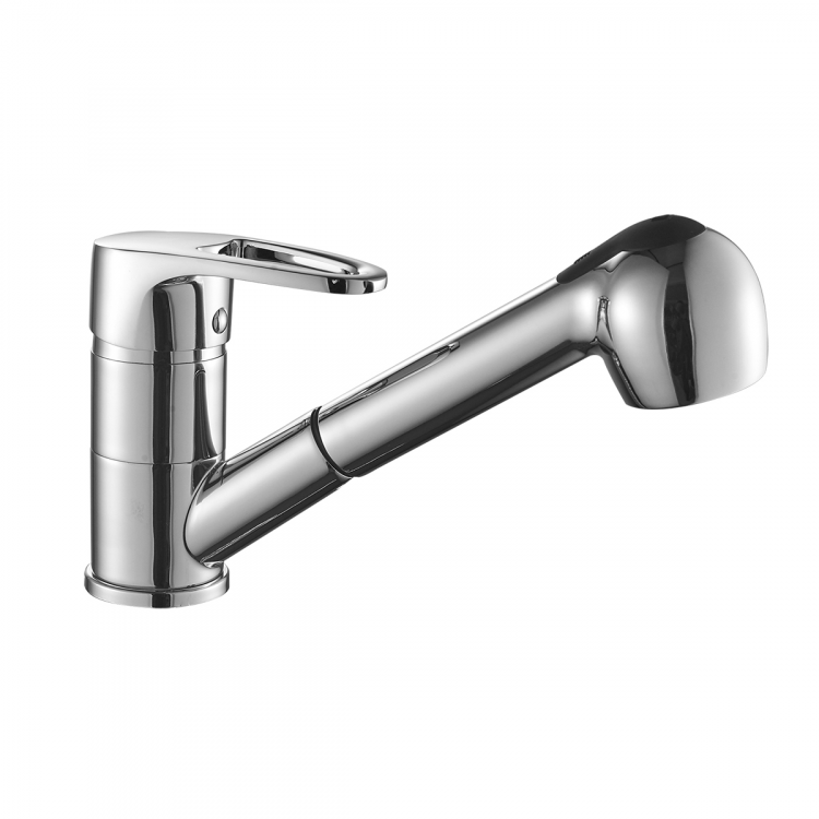 DR70023 Смеситель DECOROOM одноручный для кухни вытяжной, хром