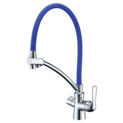 LM3070C-Blue Смеситель LEMARK для кухни с подключением к фильтру с питьевой водой COMFORT, хром / голубой