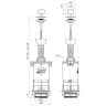 WC7040 Сливной механизм бачка, ручка шток пластиковая белая