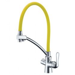 LM3070C-Yellow Смеситель LEMARK для кухни с подключением к фильтру с питьевой водой COMFORT, хром / желтый