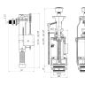 WC9010С Арматура с боковой подводкой 1/2" с пластиковым штуцером, кнопка двойная хромированная